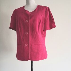 Pink Button-Up Short Sleeve Blazer Size Large